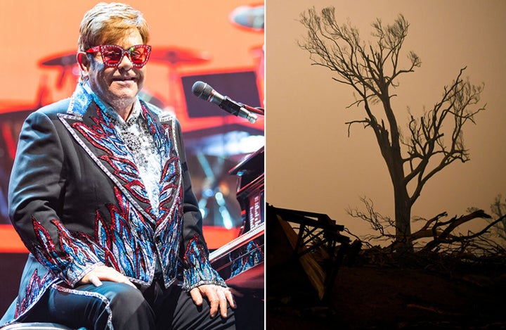 Elton John has made a huge donation to bushfire relief to close his Sydney concert. 