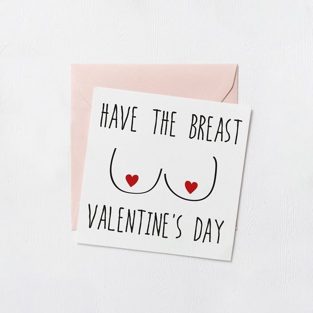 Breast Valentines Card, Square Pineapple Gifts, via Etsy