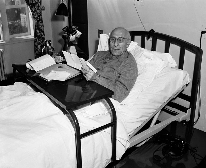 Premier Mohammed Mossadegh of Iran rests in bed on Oct. 12, 1951. Mossadegh was named Iran's prime minister on April 28, 1951. (AP Photo)