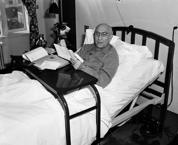 Premier Mohammed Mossadegh of Iran rests in bed on Oct. 12, 1951. Mossadegh was named Iran's prime minister on April 28, 1951. (AP Photo)