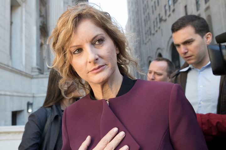 Summer Zervos leaves an appeals court on Oct. 18, 2018, in New York City.
