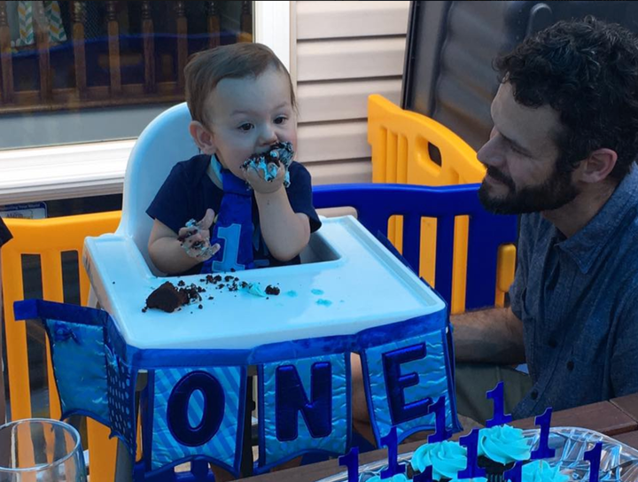 My son crushing his very first chocolate cupcake. Adorable, right?