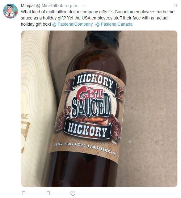 Angry tweet over holiday gift