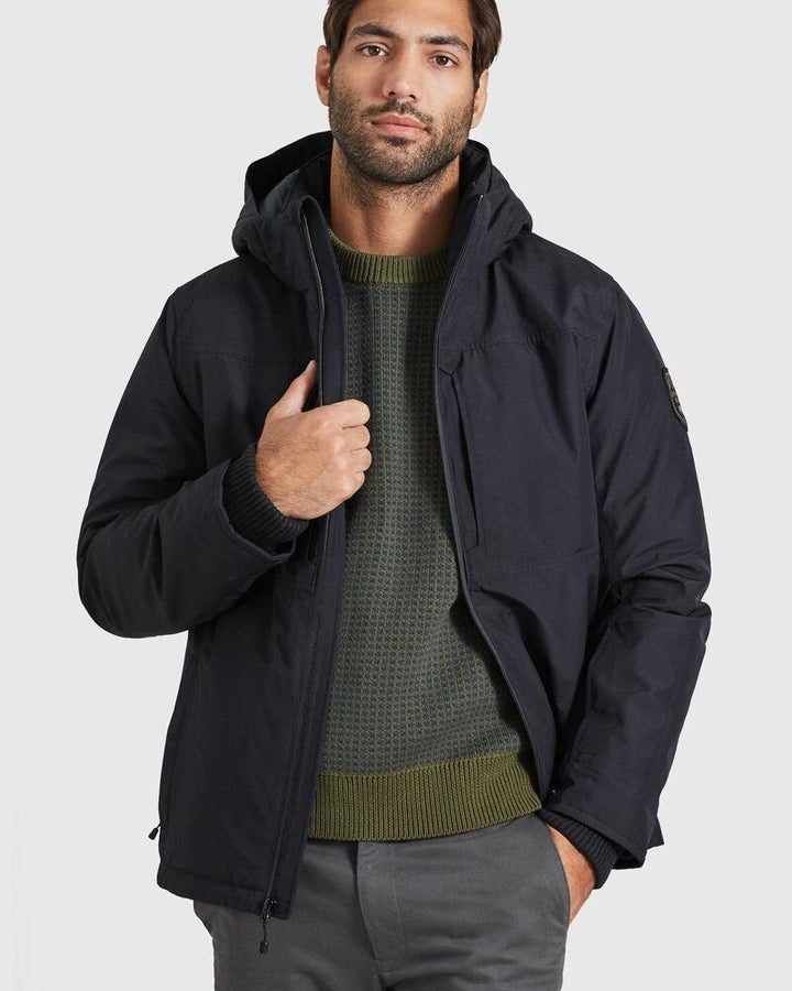 Just in case you were wondering, yes — the hood on <a href="https://fave.co/2T6kOJA" target="_blank" rel="noopener noreferrer">this sport jacket</a> is removable and adjustable. The insulation on the jacket is made from bison fiber and recycled polyester.