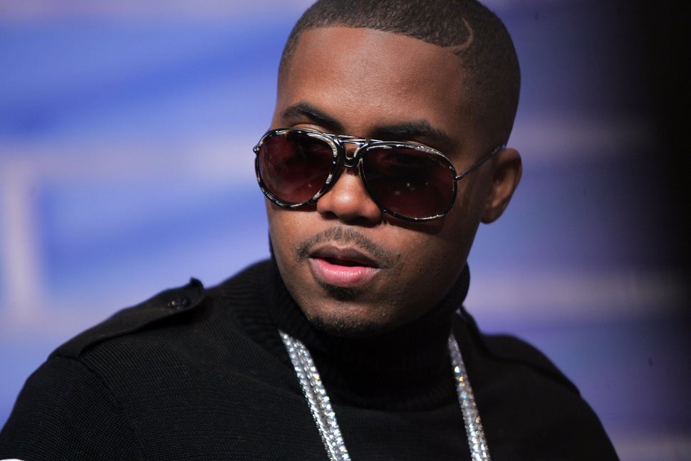 Rapper Nas appears onstage during BET's 106 & Park on Feb. 7, 2007 in New York City.
