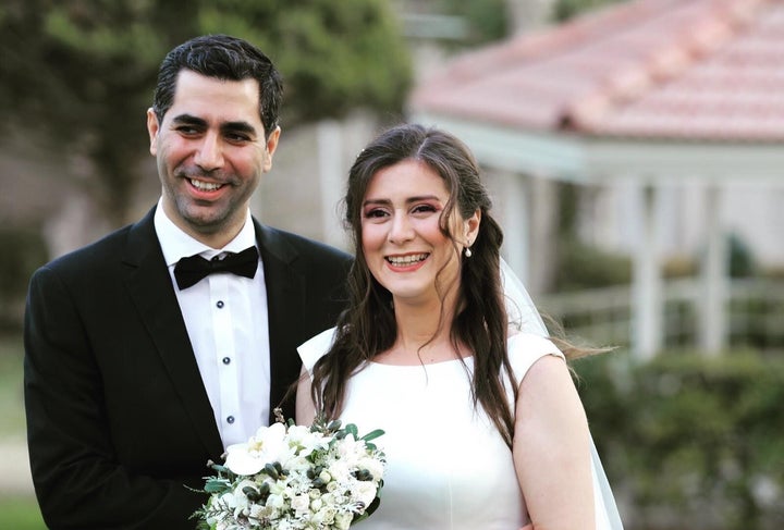 Siavash Ghafouri-Azar and Sara Mamani from Montreal are shown in a handout photo from family friend Gounash Pirniya taken at their wedding in Iran.