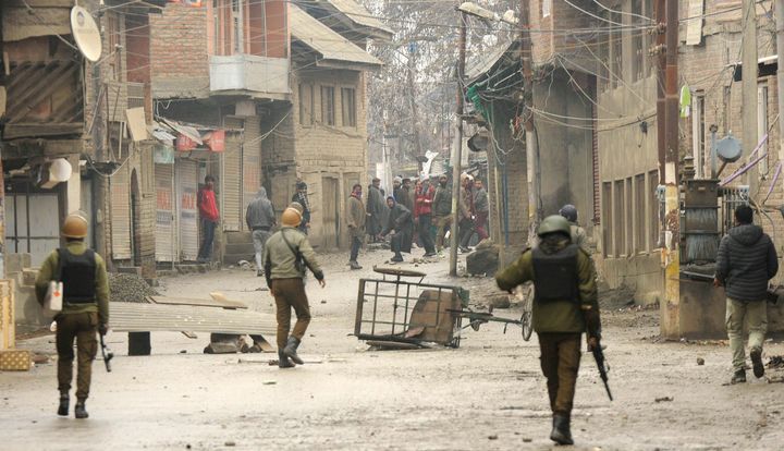 Protests on January 7, 2020 in the Nowgam in Srinagar after a 16-year-old student was killed in an accident with a police vehicle. 