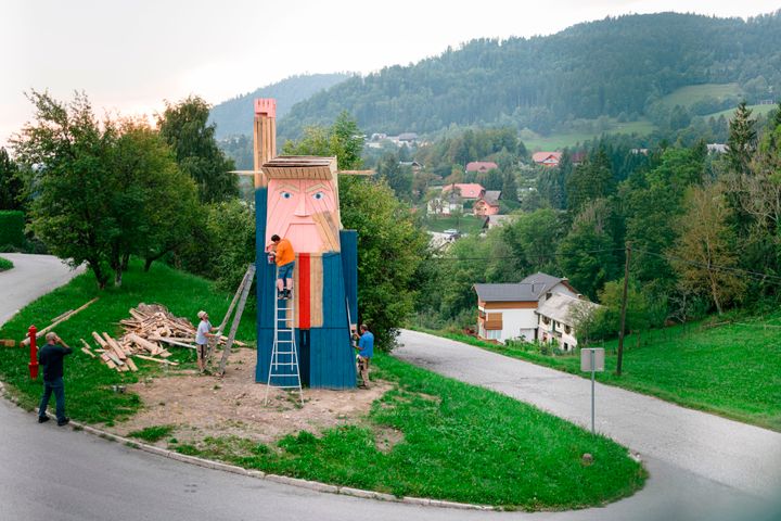Architect and artist Tomaz Schlegl unveiled his 26-foot-high Statue of Liberty-style depiction of the U.S. president in the village of Sela pri Kamniku in August.