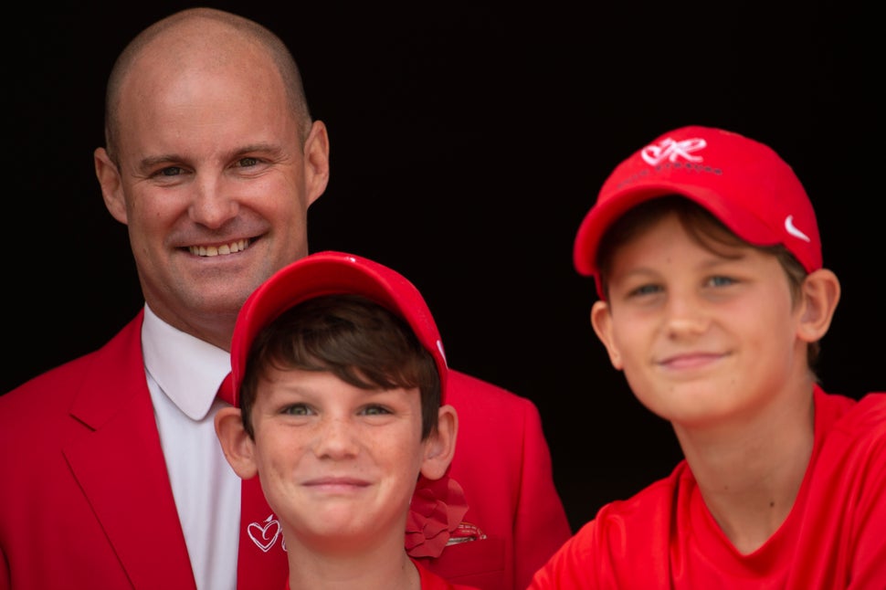 Andrew Strauss with sons Luca (left) and Samuel (right).