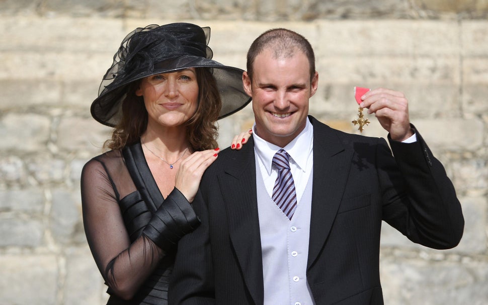 Andrew Strauss with his wife Ruth after he received his OBE.