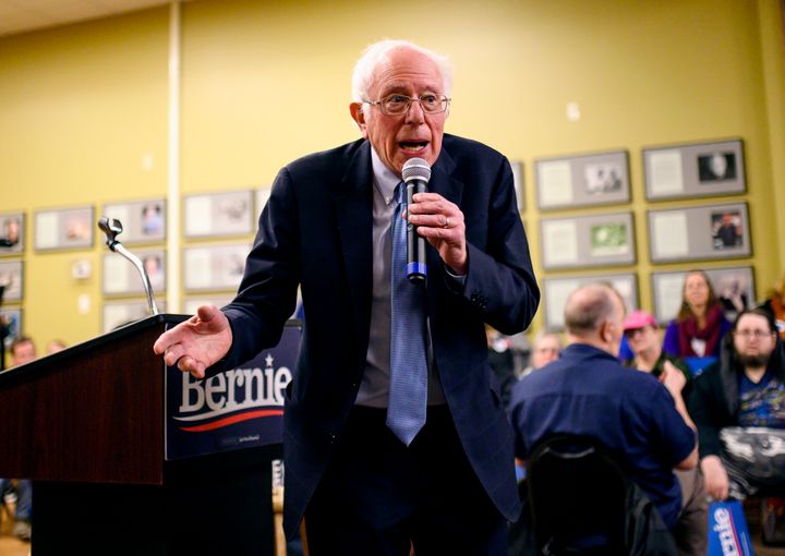 Bernie Sanders speaks at a town hall in Anamosa, Iowa. A run of prominent progressive endorsements is buoying the presidential hopeful's post-heart attack resurgence.