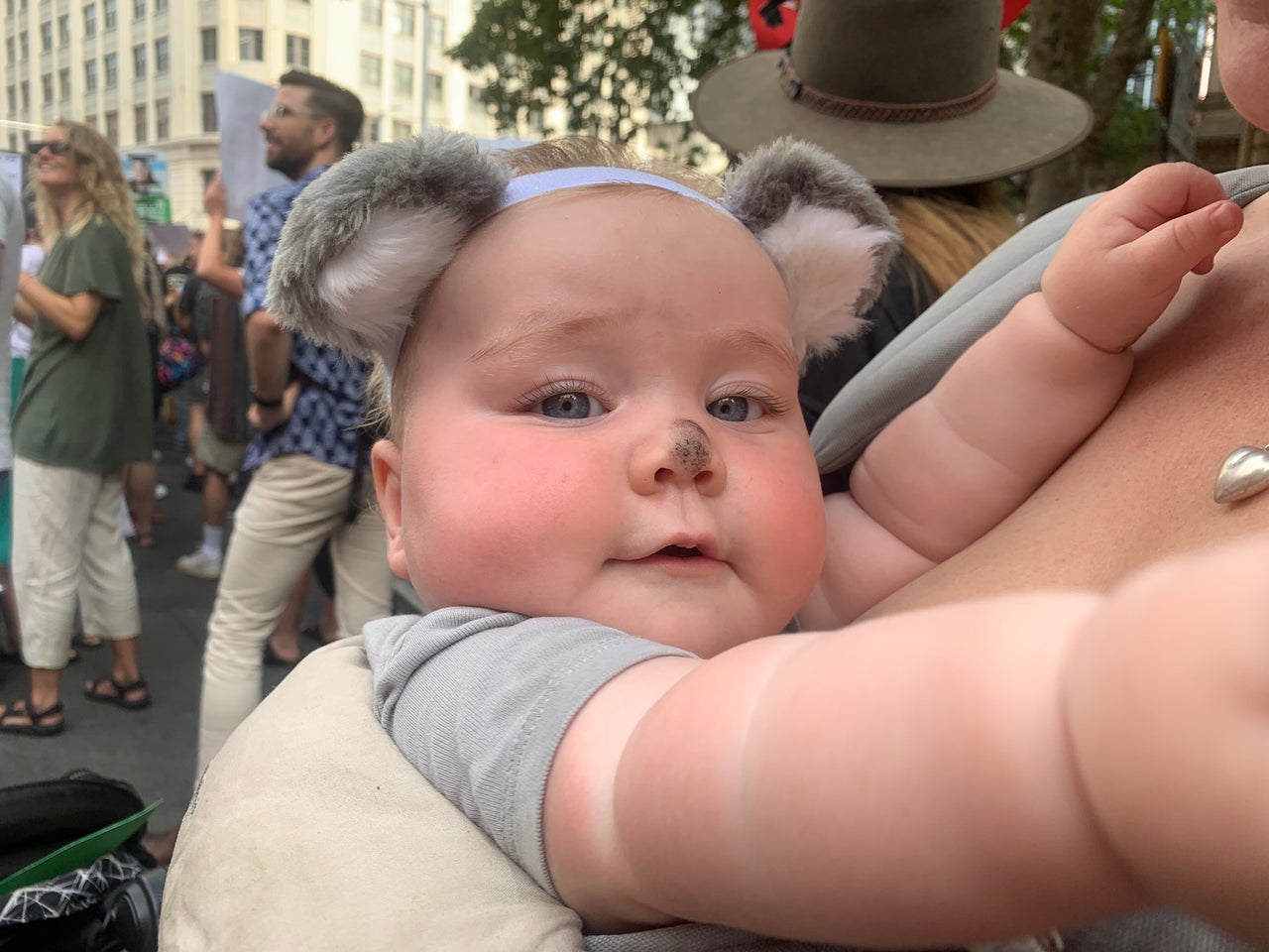 Protesters used the event to highlight the plight of animals such as koalas in the bushfires. 