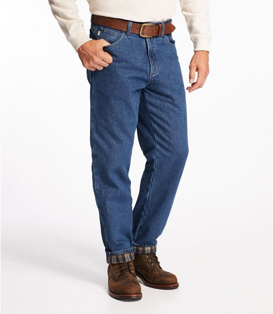 Men's Double L® Jeans, Natural Fit, Flannel-Lined