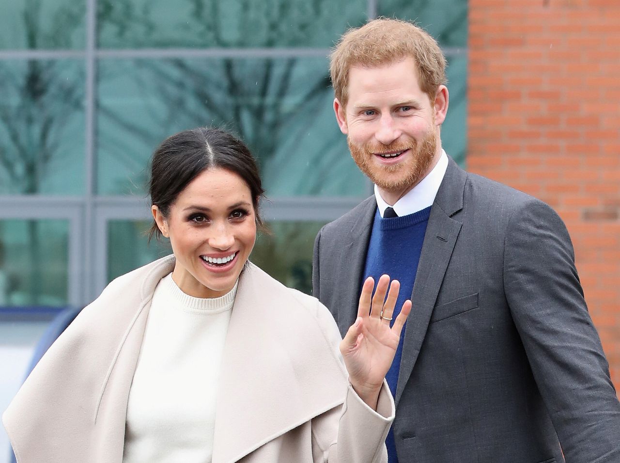 Harry and Meghan pictured after a visit to a science park called Catalyst Inc., in Belfast, Northern Ireland, on March 23, 2018. 