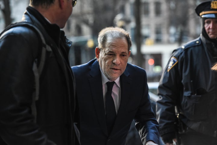 Harvey Weinstein arrives at New York City criminal court for his sex crimes trial on Thursday. 