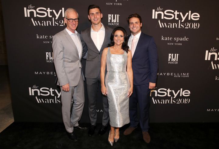Brad Hall, Charlie Hall, Julia Louis-Dreyfus, and Henry Hall attend the Fifth Annual InStyle Awards at The Getty Center on Oct. 21, 2019, in Los Angeles.