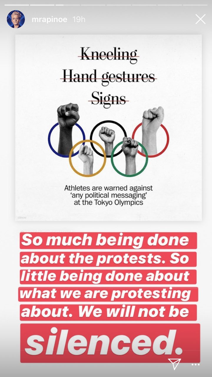 Megan Rapinoe's Instagram story in response to the International Olympic Committee's protest ban.