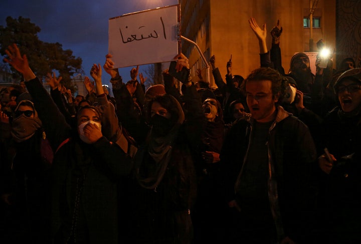 Iranian people gather to show their sympathy to the victims of the crash, in Tehran on Jan. 11, 2020.