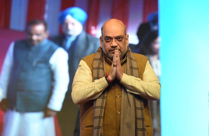 Amit Shah at the foundation laying ceremony of the Delhi Cycle Walk, at Tughlakabad on January 6, 2020 in New Delhi.