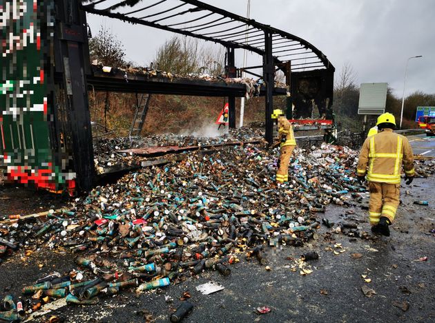 Lorry Carrying Tubes Of Pringles Catches Fire On M1 Motorway