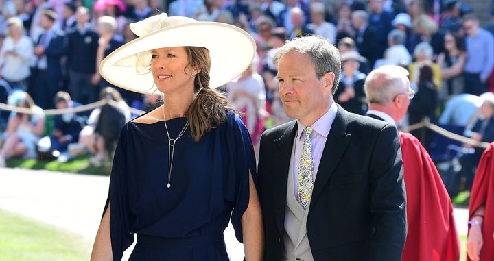 Tom Bradby and wife Claudia arrive at the wedding of Meghan Markle and Prince Harry.