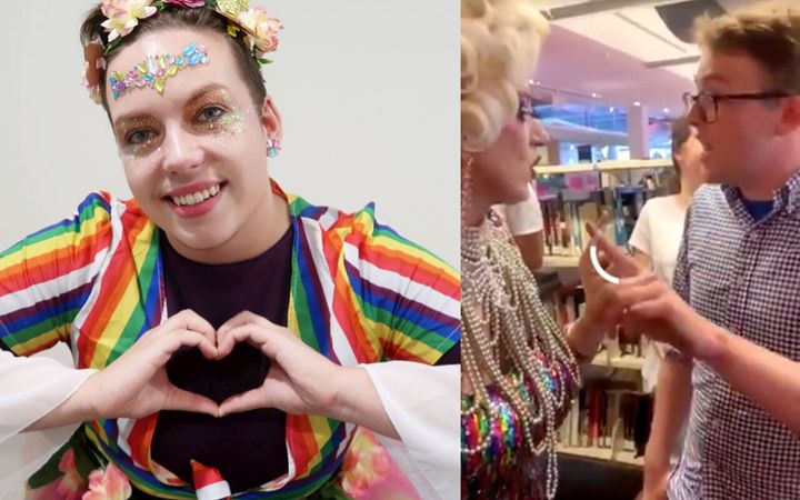 Drag Queen stormed in their workplace by a right-wing student politics group is looking into legal options. 
