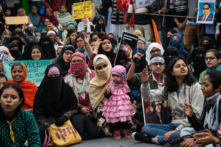 A group of women from Kolkata inspired by Delhi's Shaheen Bagh women's started a sit-in campaign at Park Circus against CAA and NRC, 9 January, 2020.