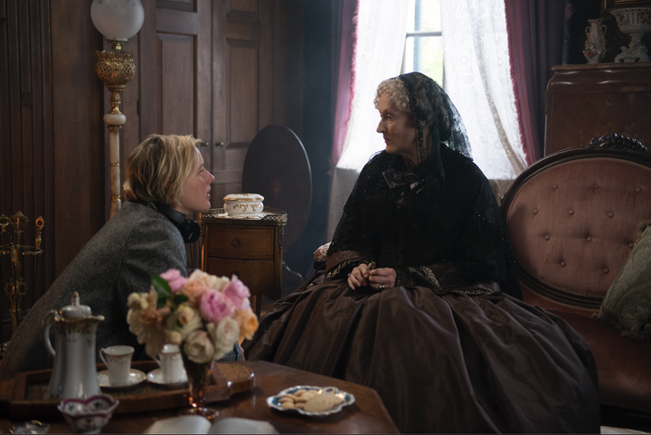 Greta Gerwig and Meryl Streep on the set of "Little Women."