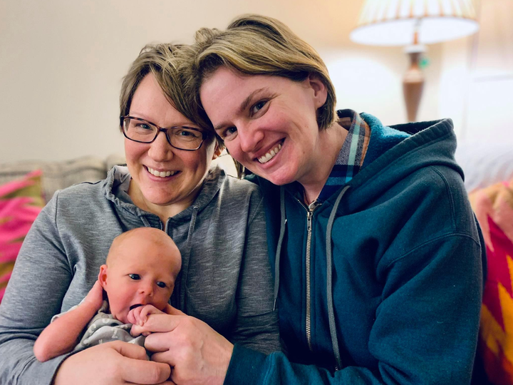 B.C. MLA Jennifer Rice with her wife, Andrea Wilmot, and their son Lua.