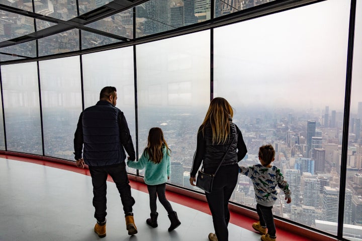 Family on the observation deck, CN Tower, Toronto