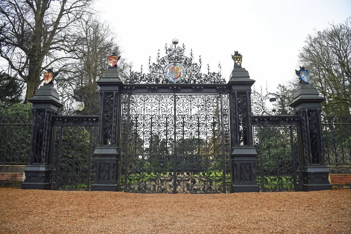 The Norwich Gates to the Sandringham Estate in Norfolk, where Queen Elizabeth II and senior royals held crisis talks over the future roles of the Duke and Duchess of Sussex on Monday.