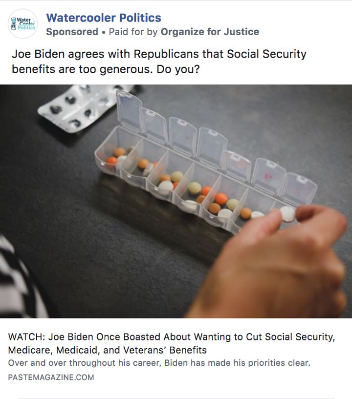 Organize for Justice is targeting Biden with ads that draw attention to his support for Social Security cuts.