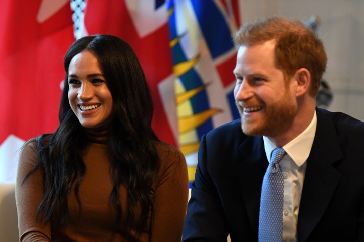 The Duke and Duchess of Sussex visit Canada House in London on Jan. 7, 2020.