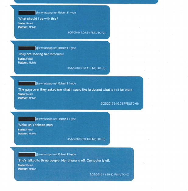 Robert F. Hyde was apparently tracking the location of then-U.S. Ambassador to Ukraine Marie Yovanovitch, according to WhatsApp messages to Parnas.