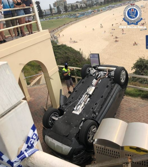 An SUV went through the rail guard at Sydney's iconic Bondi Beach.