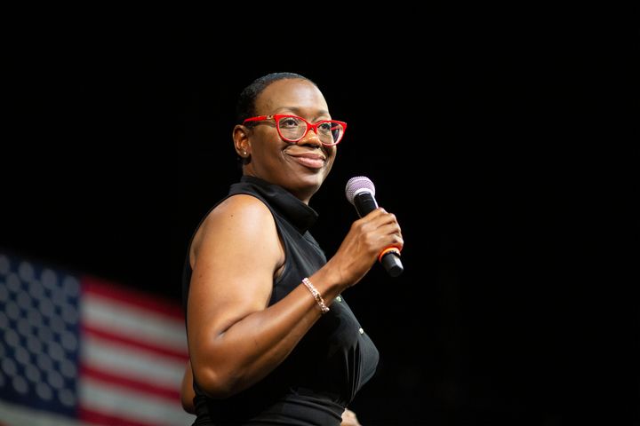 Former Ohio state Sen. Nina Turner, seen here at a Sanders campaign town hall in Los Angeles in July, is one of his most combative surrogates.