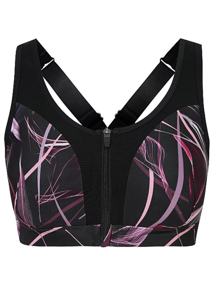 High Support Zip-Up Fitness Bra - Pink DOMYOS