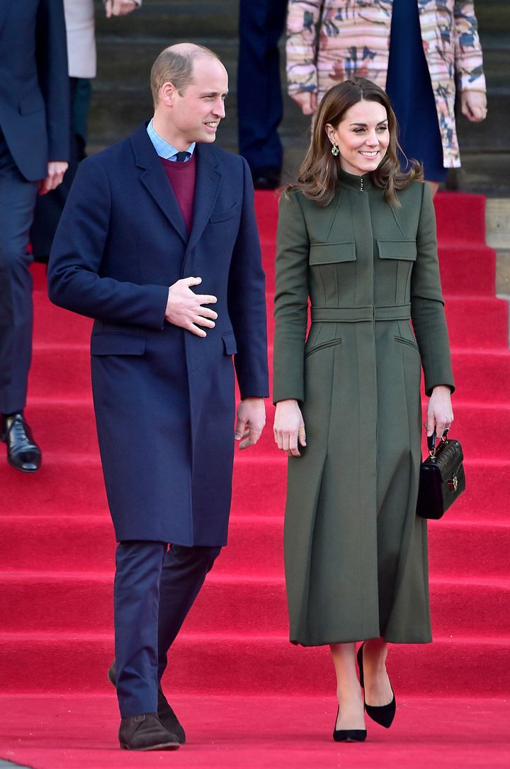 Prince William and Kate Middleton leave after their visit to City Hall in Bradford's Centenary Square on Jan. 15 in Bradford, United Kingdom. 
