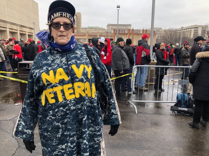 Barbara Finger, 69, attends a Trump rally in Milwaukee on Jan. 14, 2020.