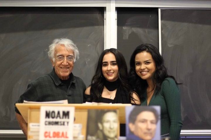 Dalya Al Masri (middle), helped put on a Vancouver talk about Palestine and foreign policy with media personality David Barsamian last year.