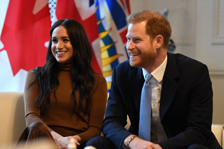 Harry and Meghan during a visit to Canada House on Jan. 7, the day before their big announcement.