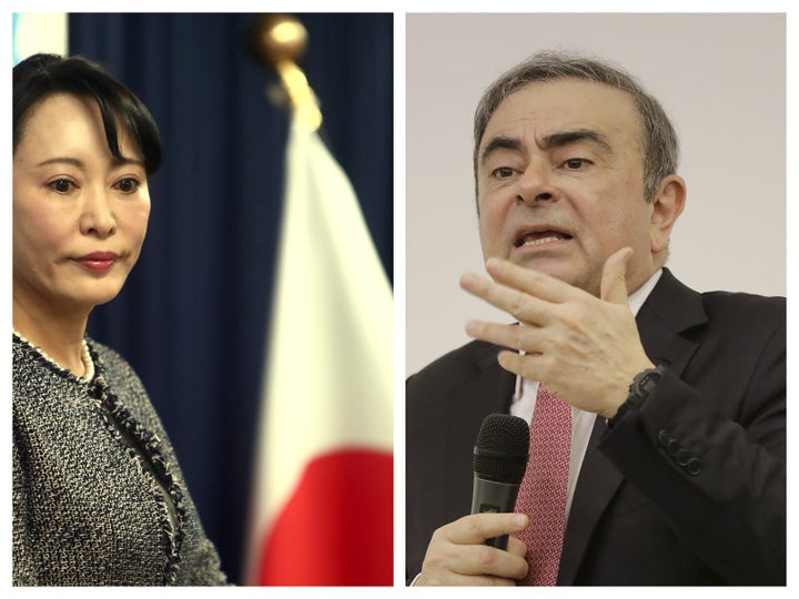 森雅子法相（左）とゴーン被告