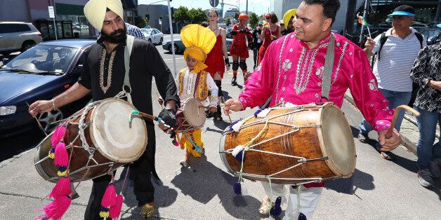 AUCKLAND, AUCKLAND - MARCH 14: Fans and performers on the fan trail ahead of the 2015 ICC Cricket World Cup match between India and Zimbabwe at Eden Park on March 14, 2015 in Auckland, New Zealand. (Photo by Fiona Goodall/Getty Images for Tourism New Zealand)