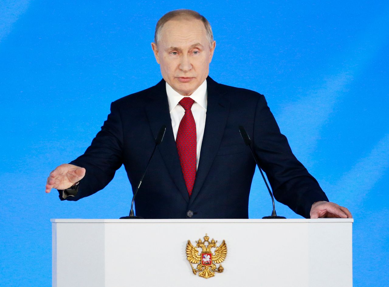 Russian President Vladimir Putin during his state of the nation address 