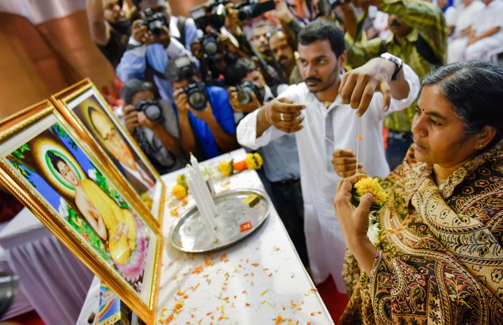 In April 2016, three months after Rohith’s death, Vemula and her younger son Raja became Buddhists.