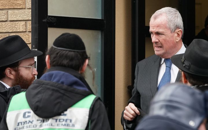 New Jersey Governor Phil Murphy visits the scene of a shooting at a kosher store in Jersey City on December 11, 2019.