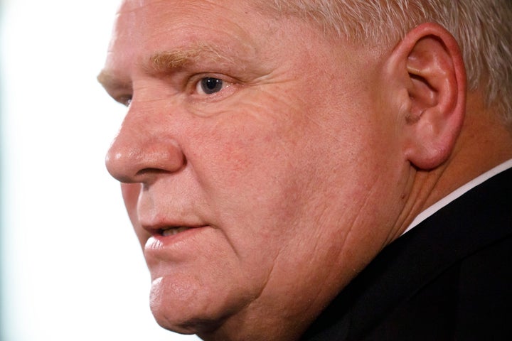 Ontario Premier Doug Ford speaks at a news conference at Queen's Park in Toronto on Jan. 16, 2020. 