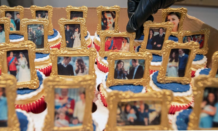 Cakes, decorated with images of Prince William and Kate Middleton, are pictured during their visit to the Khidmat Centre in Bradford on Jan. 15, where they learned about the activities and workshops offered by the centre. 