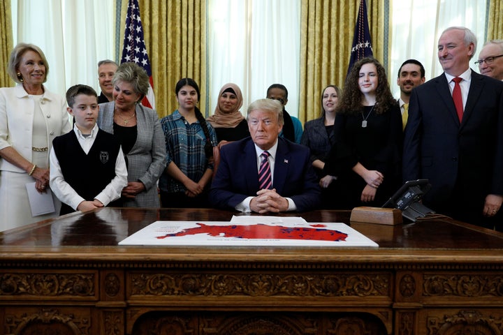 Trump's directive requires states to provide ways for making complaints against schools for limiting constitutionally pr