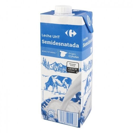 Un litro de leche UHT de Carrefour.